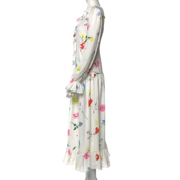 Olivia Rubin Lily White Chiffon Ruffle Floral Midi Dress 6 NWT $560 - Picture 8 of 12